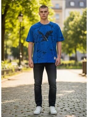 🔥 Bold Graphic T-Shirt 🔥 Blue Eagle Print | Y2K Streetwear Vibes